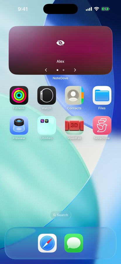 The NoteDove widget showing a photo that has arrived blurred