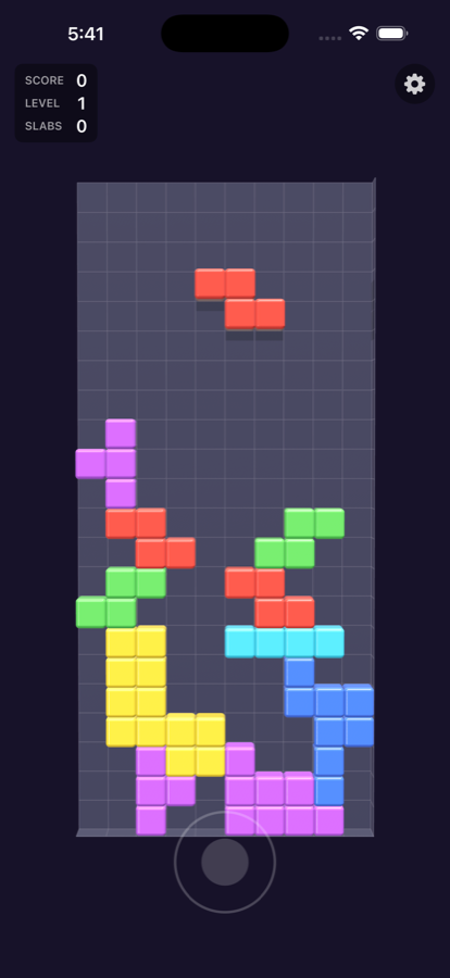 A shallow VoxelFall board, playing like a flat block puzzle