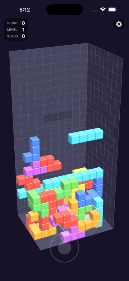 VoxelFall gameplay — a three-dimensional well of coloured blocks